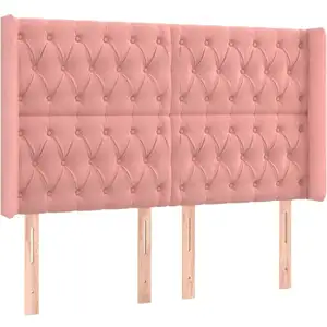 vidaXL Tête de lit avec oreilles Rose 147x16x118/128 cm Velours pas cher