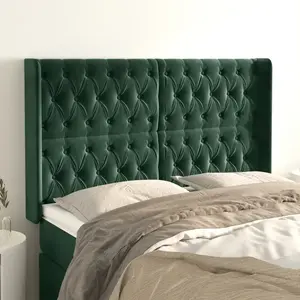 vidaXL Tête de lit avec oreilles Vert foncé 163x16x118/128 cm Velours