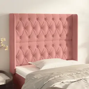 vidaXL Tête de lit avec oreilles Rose 93x16x118/128 cm Velours pas cher