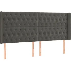 vidaXL Tête de lit avec oreilles Gris foncé 203x16x118/128 cm Velours pas cher