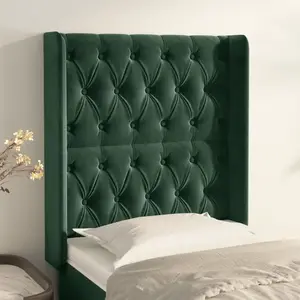 vidaXL Tête de lit avec oreilles Vert foncé 83x16x118/128 cm Velours pas cher