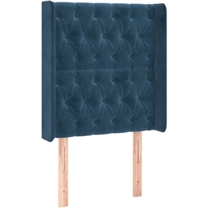 vidaXL Tête de lit avec oreilles Bleu foncé 83x16x118/128 cm Velours pas cher