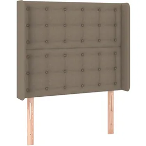 vidaXL Tête de lit avec oreilles Taupe 83x16x118/128 cm Tissu pas cher