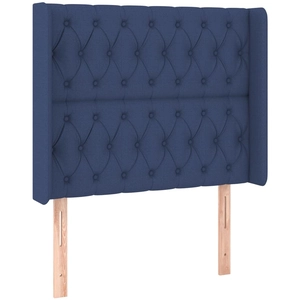 vidaXL Tête de lit avec oreilles Bleu 203x16x118/128 cm Tissu pas cher