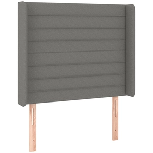 vidaXL Tête de lit avec oreilles Gris foncé 147x16x118/128 cm Tissu pas cher