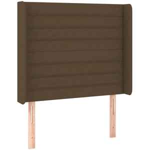 vidaXL Tête de lit avec oreilles Marron foncé 147x16x118/128 cm Tissu pas cher