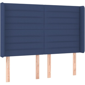 vidaXL Tête de lit avec oreilles Bleu 147x16x118/128 cm Tissu pas cher