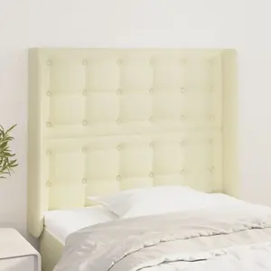 vidaXL Tête de lit avec oreilles Crème 103x16x118/128 cm Similicuir pas cher