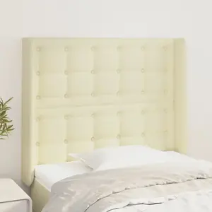 vidaXL Tête de lit avec oreilles Crème 93x16x118/128 cm Similicuir pas cher