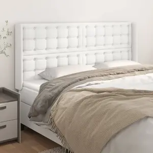 vidaXL Tête de lit avec oreilles Blanc 163x16x118/128 cm Similicuir pas cher