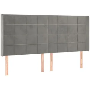 vidaXL Tête de lit avec oreilles Gris clair 203x16x118/128 cm Velours pas cher