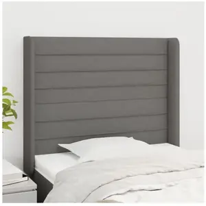 vidaXL Tête de lit avec oreilles Gris foncé 83x16x118/128 cm Tissu pas cher