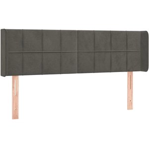 vidaXL Tête de lit avec oreilles Gris foncé 183x16x118/128 cm Velours pas cher