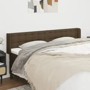 vidaXL Tête de lit avec oreilles Marron Foncé 183x16x78/88 cm Tissu pas cher