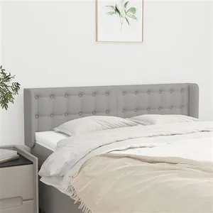 vidaXL Tête de lit avec oreilles Gris clair 147x16x78/88 cm Tissu pas cher