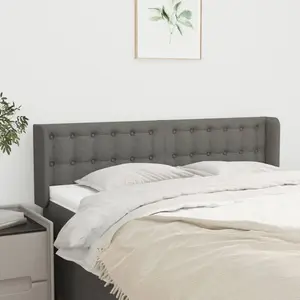 vidaXL Tête de lit avec oreilles Gris foncé 147x16x78/88 cm Tissu pas cher