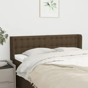 vidaXL Tête de lit avec oreilles Marron Foncé 147x16x78/88 cm Tissu pas cher