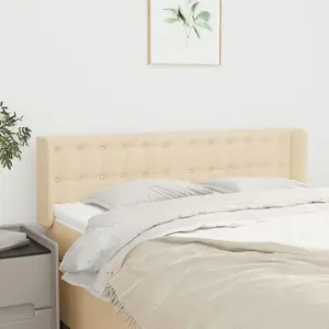 vidaXL Tête de lit avec oreilles Crème 147x16x78/88 cm Tissu pas cher