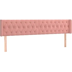 vidaXL Tête de lit avec oreilles Rose 183x16x78/88 cm Velours pas cher