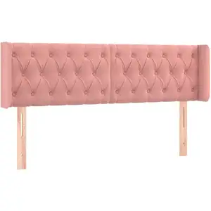 vidaXL Tête de lit avec oreilles Rose 147x16x78/88 cm Velours pas cher