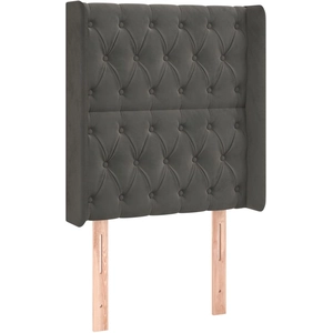 vidaXL Tête de lit avec oreilles Gris foncé 183x16x78/88 cm Velours pas cher