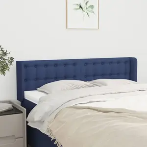 vidaXL Tête de lit avec oreilles Bleu 147x16x78/88 cm Tissu pas cher