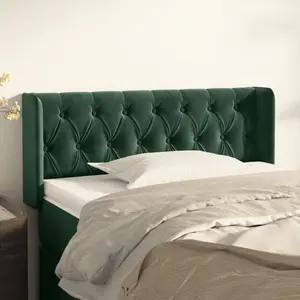 vidaXL Tête de lit avec oreilles Vert foncé 103x16x78/88 cm Velours pas cher