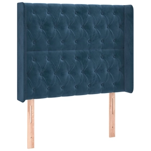 vidaXL Tête de lit avec oreilles Bleu foncé 103x16x78/88 cm Velours pas cher