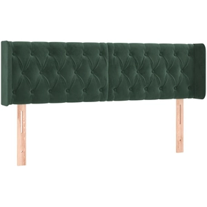 vidaXL Tête de lit avec oreilles Vert foncé 147x16x78/88 cm Velours pas cher