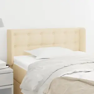 vidaXL Tête de lit avec oreilles Crème 93x16x78/88 cm Tissu pas cher
