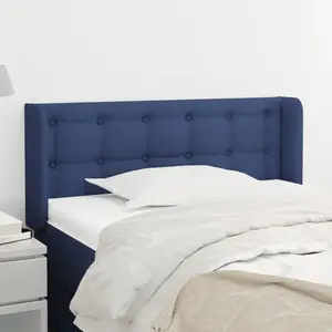 vidaXL Tête de lit avec oreilles Bleu 93x16x78/88 cm Tissu pas cher