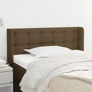 vidaXL Tête de lit avec oreilles Marron Foncé 103x16x78/88 cm Tissu pas cher