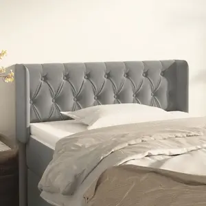 vidaXL Tête de lit avec oreilles Gris clair 93x16x78/88 cm Velours pas cher