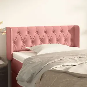 vidaXL Tête de lit avec oreilles Rose 93x16x78/88 cm Velours pas cher