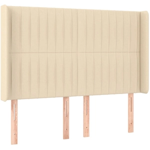 vidaXL Tête de lit avec oreilles Crème 147x16x118/128 cm Tissu pas cher