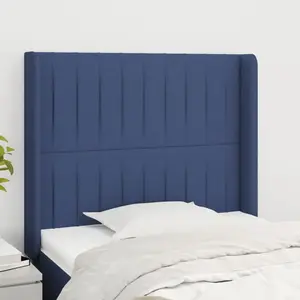 vidaXL Tête de lit avec oreilles Bleu 83x16x118/128 cm Tissu pas cher