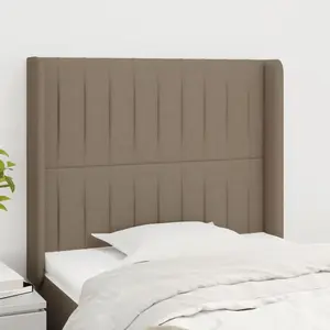 vidaXL Tête de lit avec oreilles Taupe 83x16x118/128 cm Tissu pas cher