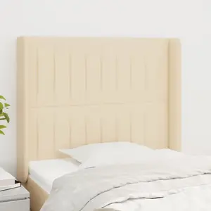 vidaXL Tête de lit avec oreilles Crème 83x16x118/128 cm Tissu pas cher