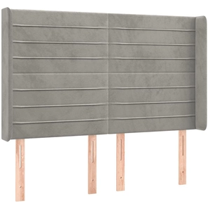 vidaXL Tête de lit avec oreilles Gris clair 147x16x118/128 cm Velours pas cher