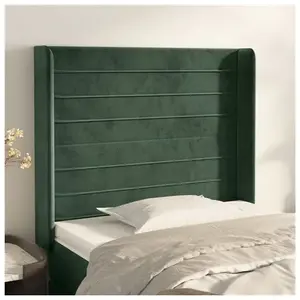 vidaXL Tête de lit avec oreilles Vert foncé 103x16x118/128 cm Velours pas cher