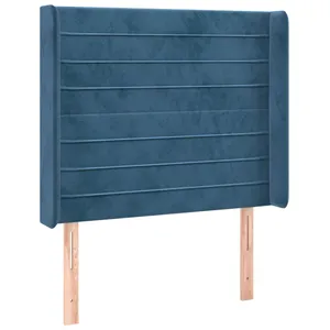 vidaXL Tête de lit avec oreilles Bleu foncé 83x16x118/128 cm Velours pas cher