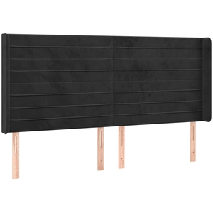 vidaXL Tête de lit avec oreilles Noir 203x16x118/128 cm Velours pas cher