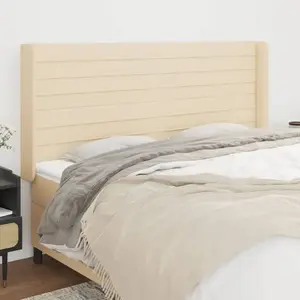 vidaXL Tête de lit avec oreilles Crème 183x16x118/128 cm Tissu pas cher