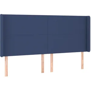 vidaXL Tête de lit avec oreilles Bleu 203x16x118/128 cm Tissu pas cher