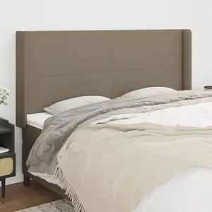vidaXL Tête de lit avec oreilles Taupe 203x16x118/128 cm Tissu pas cher