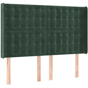 vidaXL Tête de lit avec oreilles Vert foncé 203x16x78/88 cm Velours pas cher