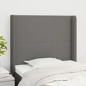 vidaXL Tête de lit avec oreilles Gris foncé 83x16x118/128 cm Tissu pas cher