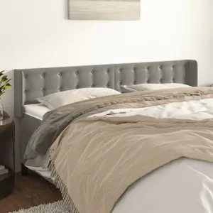 vidaXL Tête de lit avec oreilles Gris clair 163x16x78/88 cm Velours pas cher