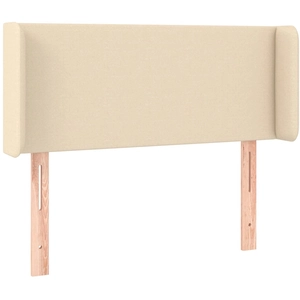 vidaXL Tête de lit avec oreilles Crème 163x16x118/128 cm Tissu pas cher