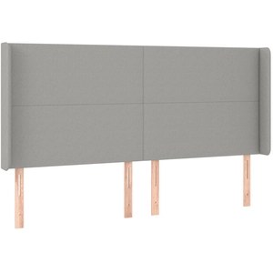 vidaXL Tête de lit avec oreilles Gris clair 163x16x118/128 cm Tissu pas cher